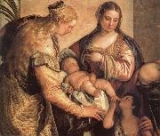 The Sacred one Famililia with Holy Barbara and the young one San Juan the Baptist one, Paolo Veronese